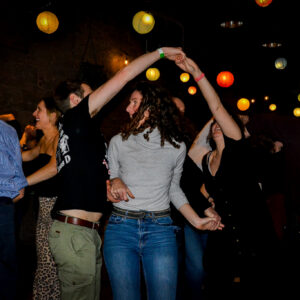 Dancers at a ceilidh in the Topsham Brewery event space